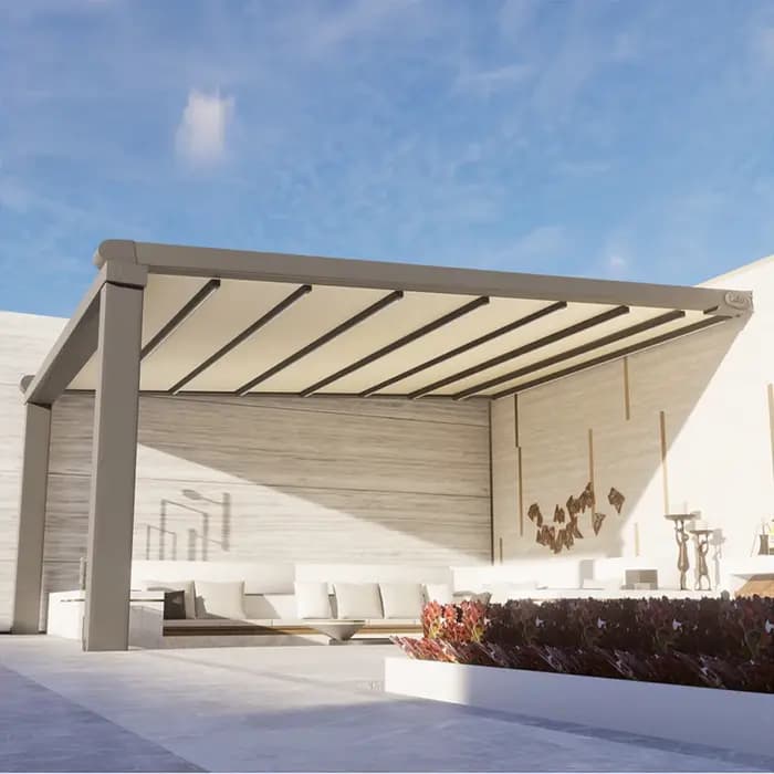 Pergola motorisée, auvent rétractable