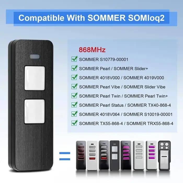 Ouvre-porte de Garage 2 pièces SOMMER Pearl 4018V000 4/4015862001900/S10019-0001 transmetteur manuel télécommandé