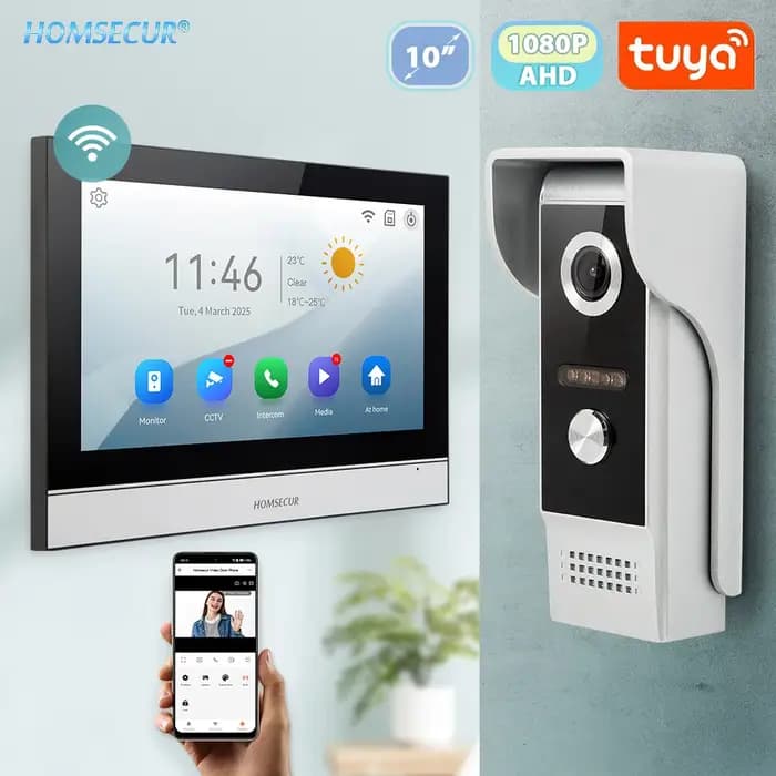 Tuya – visiophone intelligent WIFI HD 10 pouces, système d'interphone d'entrée, 4 fils IP65 1080P, s