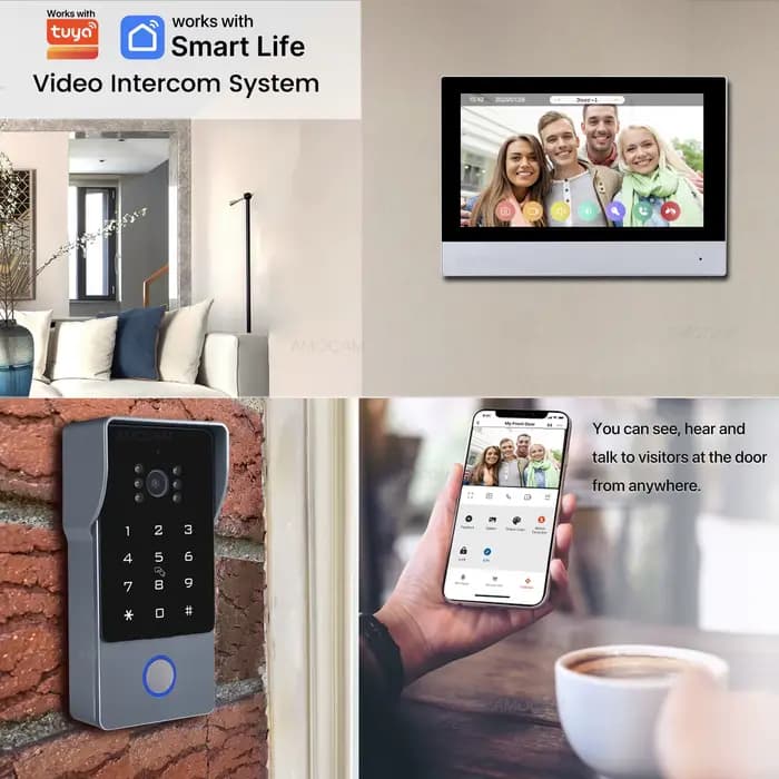 Système d'interphone vidéo intelligent Wi-Fi 1080P à 2 fils pour maison connectée
