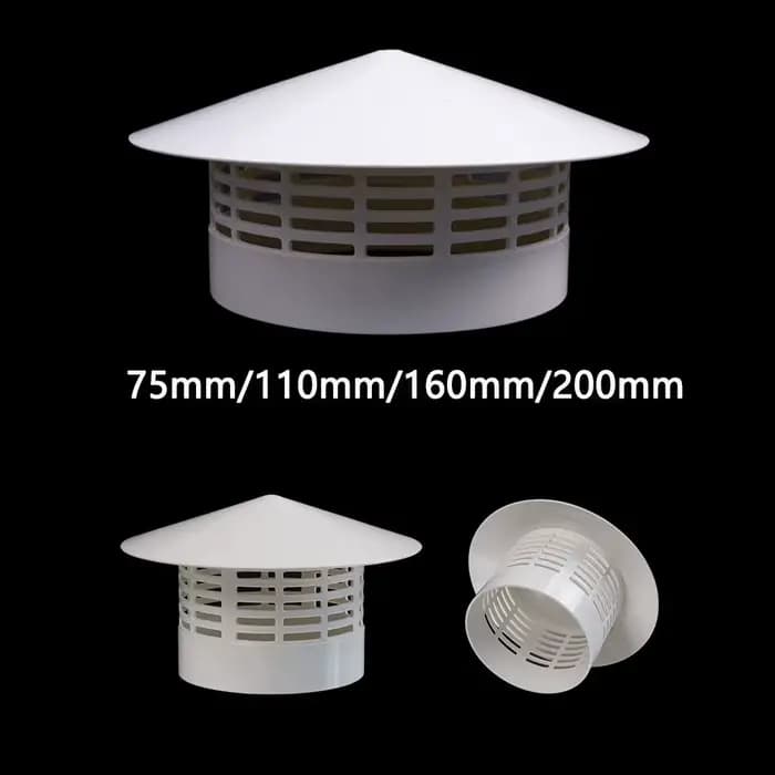 Capot de protection ventilé en PVC pour tuyau d'évacuation 75-200 mm