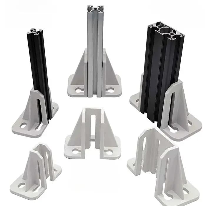 Base fixe carrée en aluminium pour profilés 2020/3030/3060 pour clôture
