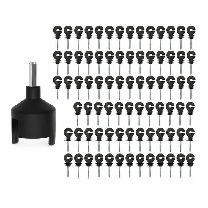 80 isolateurs de clôture électrique, 1 kit d'outils d'installation, isolateurs de poteau à clipser e