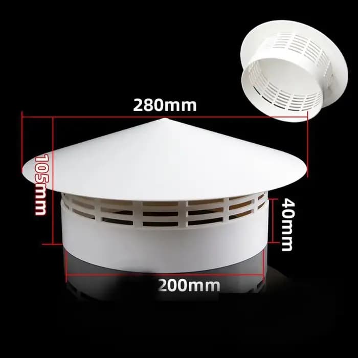 Capot de ventilation durable 75-200 mm pour mur extérieur