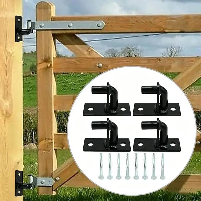 Charnières de portail en acier galvanisé résistantes à la corrosion, kit de charnières durables pour portail à mailles, quincaillerie de fixation murale pour portail extérieur