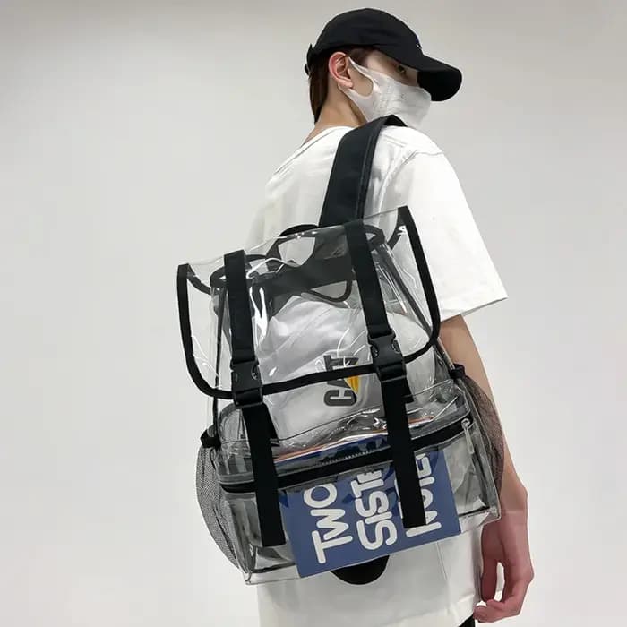 Sac à dos transparent en PVC transparent pour femme