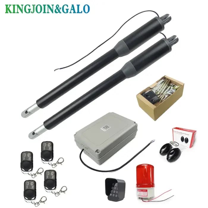 Kit de moteurs d'actionneur linéaire pour portail battant 200-300 kg avec bouton poussoir, photocellule, lampe d'alarme (module GSM et clavier en option)