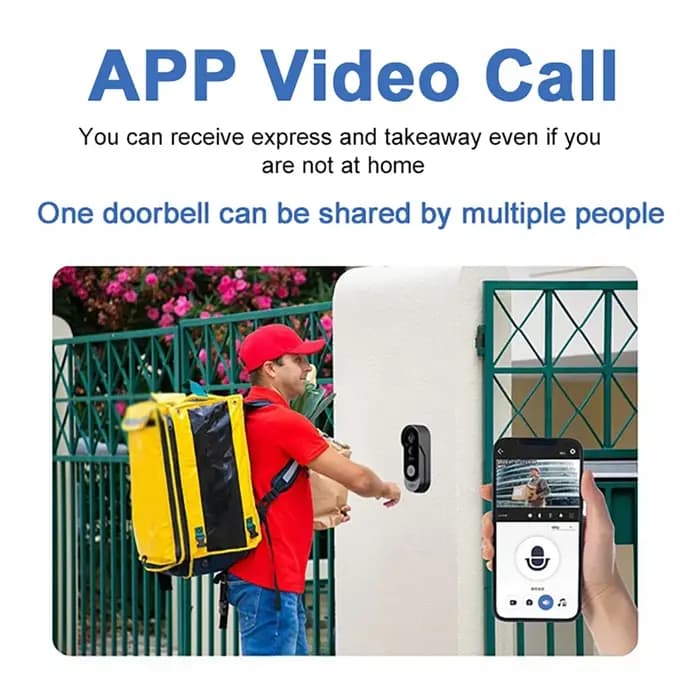 Sonnette intelligente sans fil avec interphone vidéo
