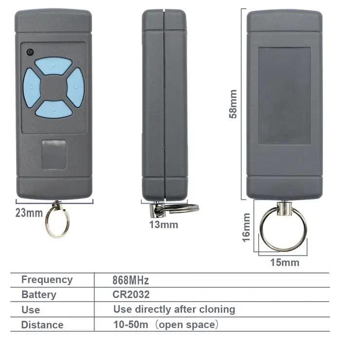 Télécommande HSM HSE 868 MHz Clone HSM2 HSM4 pour Porte de Garage HS1 HS2 HS4 HSE2 HSE4 868