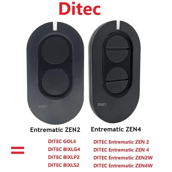Ditec Entrematic ZEN 2 ZEN4 ZEN2W/ZEN4W Gol4 BIXLG4 BIXLP2 BIXLS2 télécommande de porte ouvre-porte de Garage 433.92MHz Code roulant