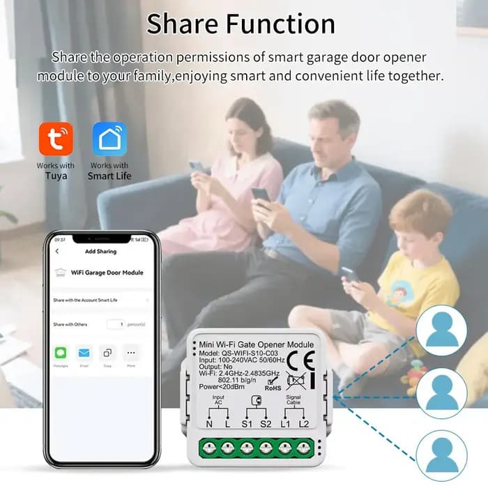 Module de commande d'ouvre-porte de garage intelligent Tuya Zigbee/WiFi