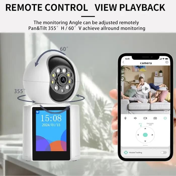 ICSEE 2K 4MP appel vidéo interphone Wifi caméra 2.4 pouces écran AI détecter Audio bidirectionnel couleur Vision nocturne 2MP intérieur bébé moniteur