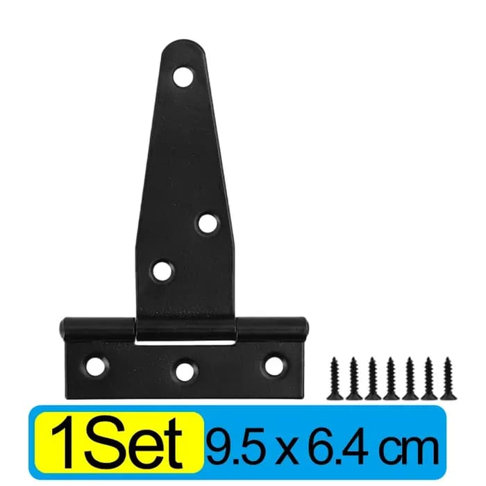 5/1 Sets Charnières en T robustes noires en fer galvanisé pour portes, portails, abris, armoires, gr