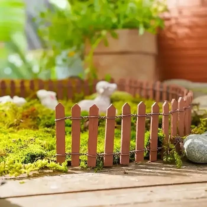 Mini clôture, décoration de jardin et de bonsaï, clôture de jardin de conte de fées, décoration en bois, projet artisanal, Mini clôture à piquets, 1 pièce