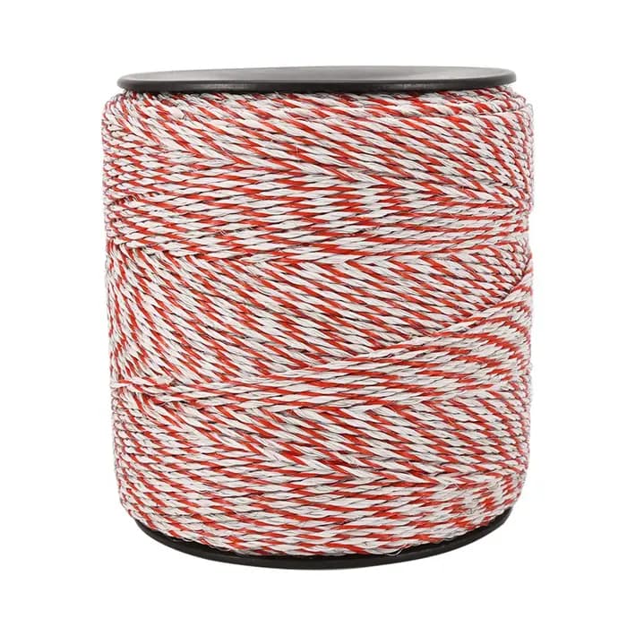 Corde de clôture électrique 500M, fil de clôture électrique blanc et rouge pour bétail, corde conductrice en acier inoxydable, fil de clôture en rouleau