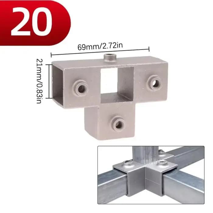 Connecteur carré à trois voies 20x20mm
