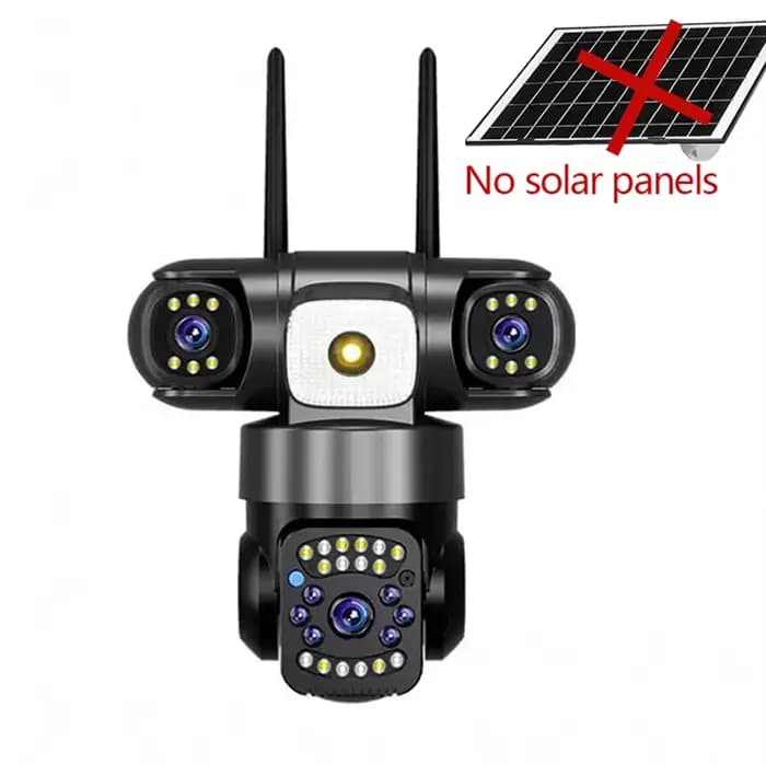Caméra IP PTZ à trois objectifs 15MP 8K, caméra extérieure HD à trois écrans, caméra WIFI solaire, s