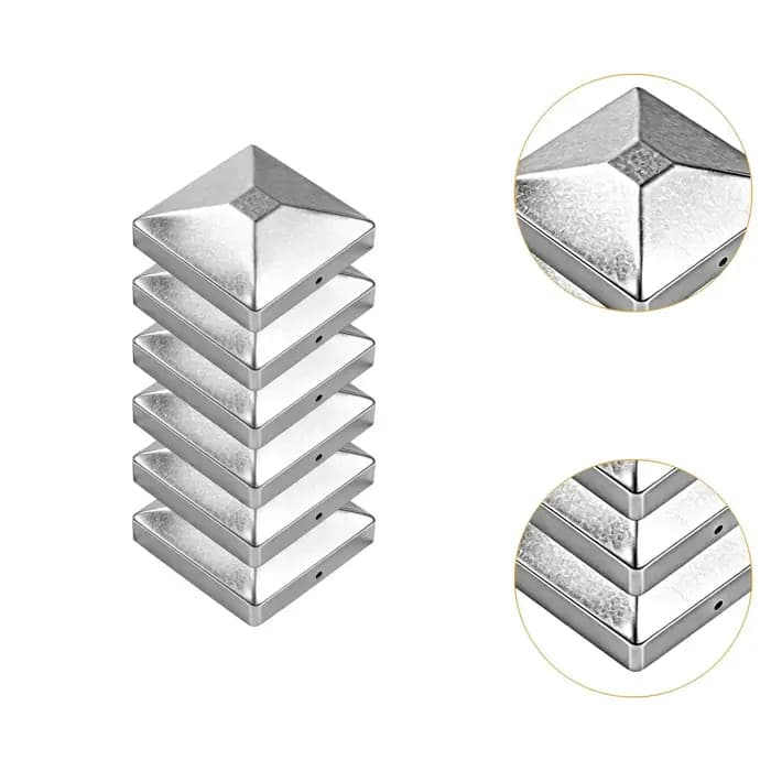 Ensemble de capuchons de poteau de clôture en acier zingué style pyramide