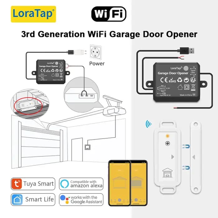 LoraTap – capteur d'ouverture de porte de Garage sans fil, contrôleur de commutateur, télécommande T
