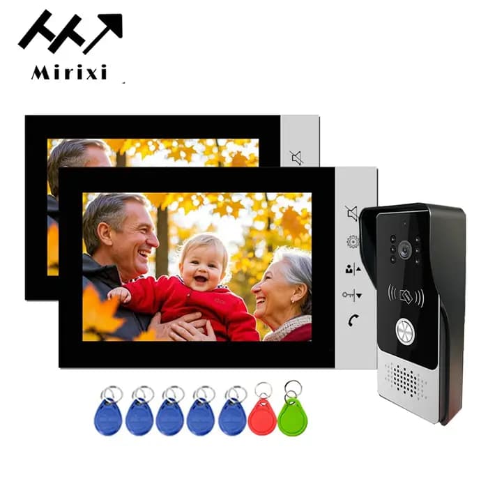 Mirixi 7 pouces interphone vidéo sonnette de téléphone avec caméra RFID déverrouiller grand Angle système Multiple contrôle d'accès de porte nuit