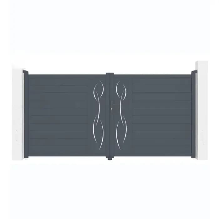 Porte de clôture en aluminium d'entrée de cour décorative personnalisée, porte rotative d'allée