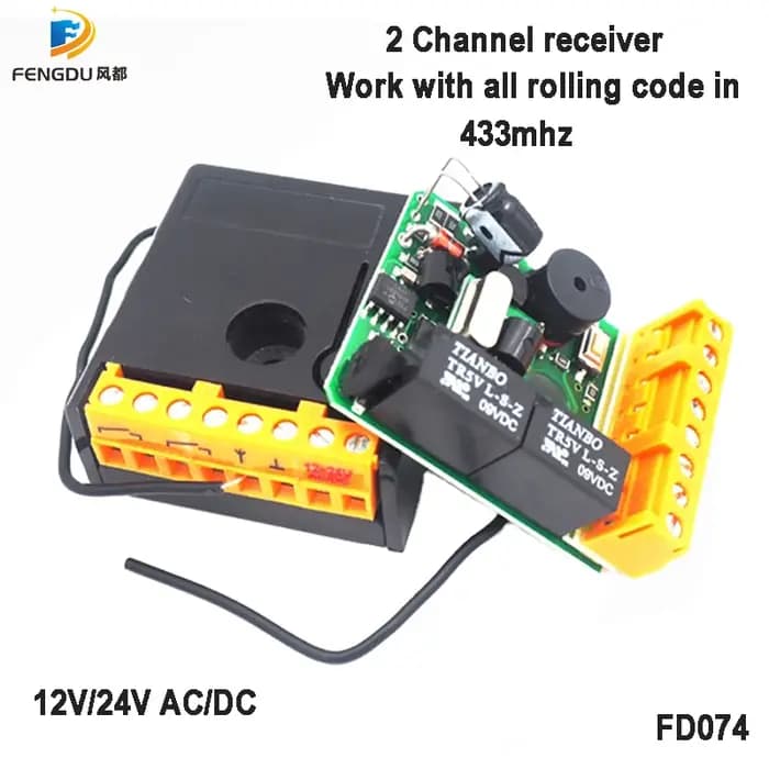 Récepteur de porte de Garage sans fil à 2 canaux, télécommande pour porte de garage, fonctionne avec